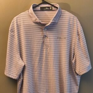 Ralph Lauren RLX Polo Shirt - Gray , Pink & Light Purple Stripes